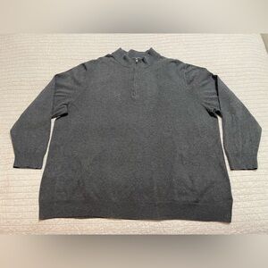 Harbor Bay DXL Men's 1/4 Zip Pullover Sweater Dark Gray 100% Cotton 3XLT